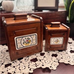 Vintage 1970s Jay Imports Co Nesting Wood Canister Set - 4 Piece